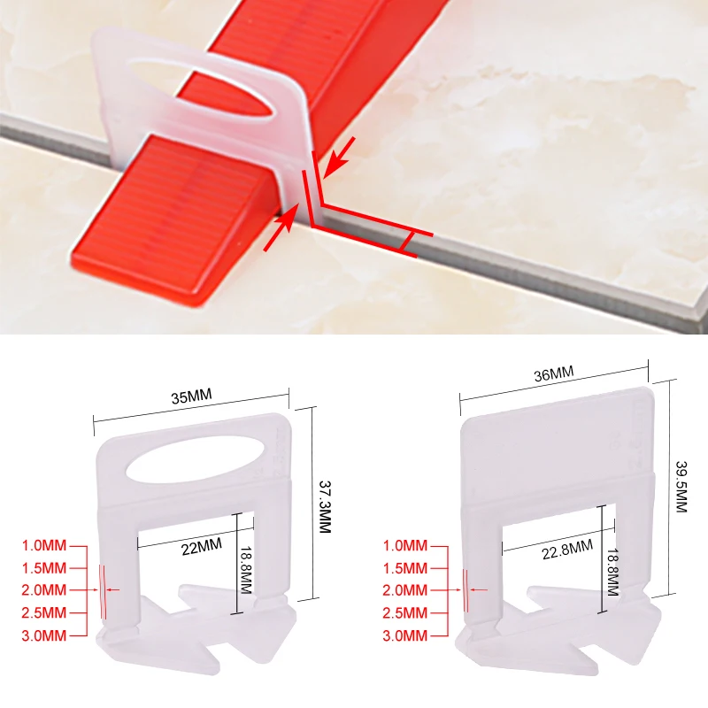 Tile Leveling Clip - 100 adet 1/1.5/2/2.5/3mm Seramik Karo Tesviye